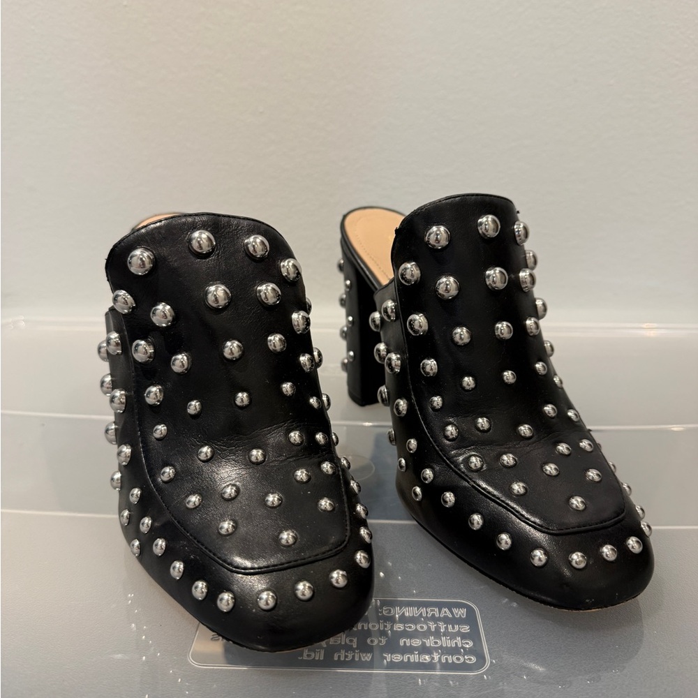 Aldo Black Studded Mules - Picture 2 of 5